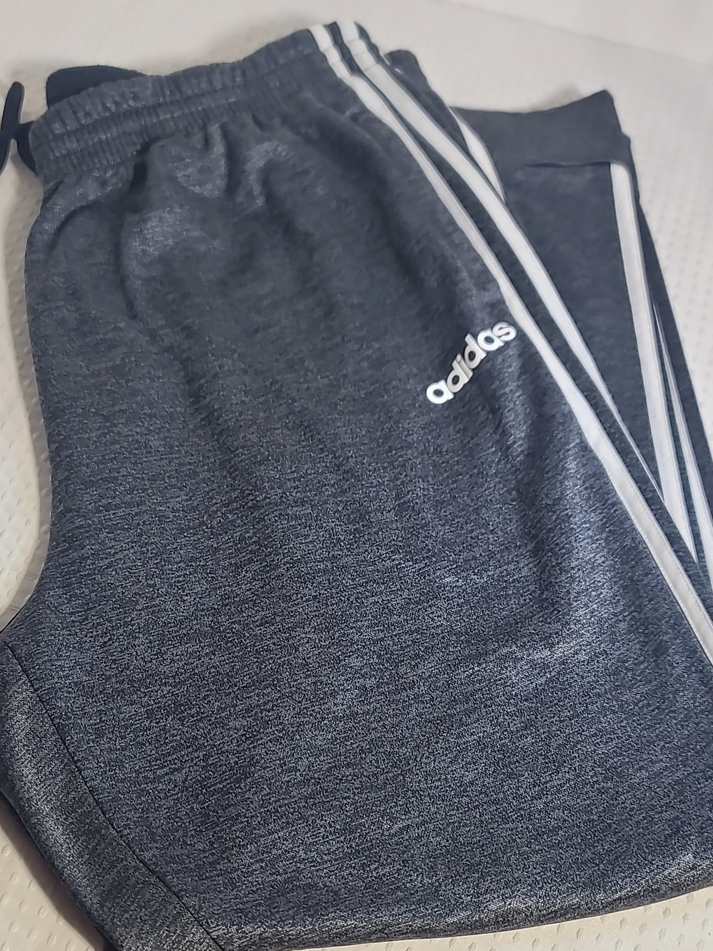 adidas Youth Heather Charcoal Joggers with White Stripes
